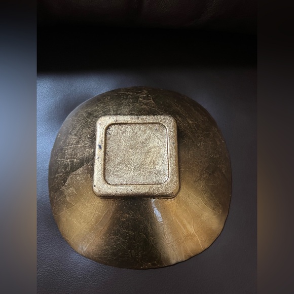 Pier 1 Decorative Glass Bowl Abstract Design in Dark Red and Gold - Picture 6 of 12